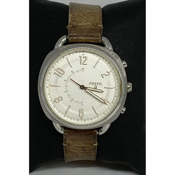 Fossil FTW1200 Women's Sand Leather Silver Analog Dial Hybrid Smartwatch XX707 - Picture 1 of 12